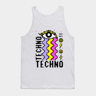 TECHNO  - 8 Bit Rainbow Tears (black/pink/purple) Tank Top